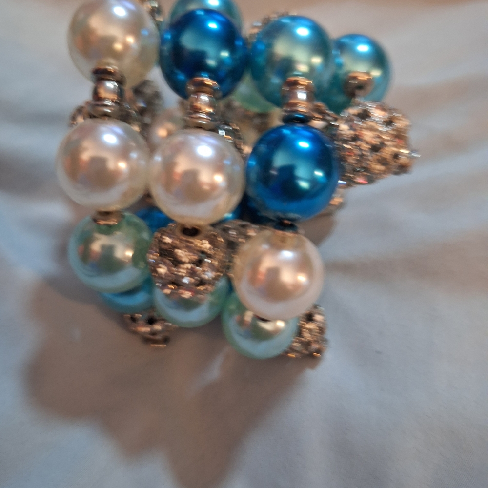 Sassy Jones Dimonique Elegant Blue and Silver Beaded Wrap Bracelet